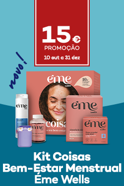 Novo Kit Coisas Bem-Estar Menstrual da marca Eme Wells , com promoção de 15€ de 10 outubro a 31 dezembro